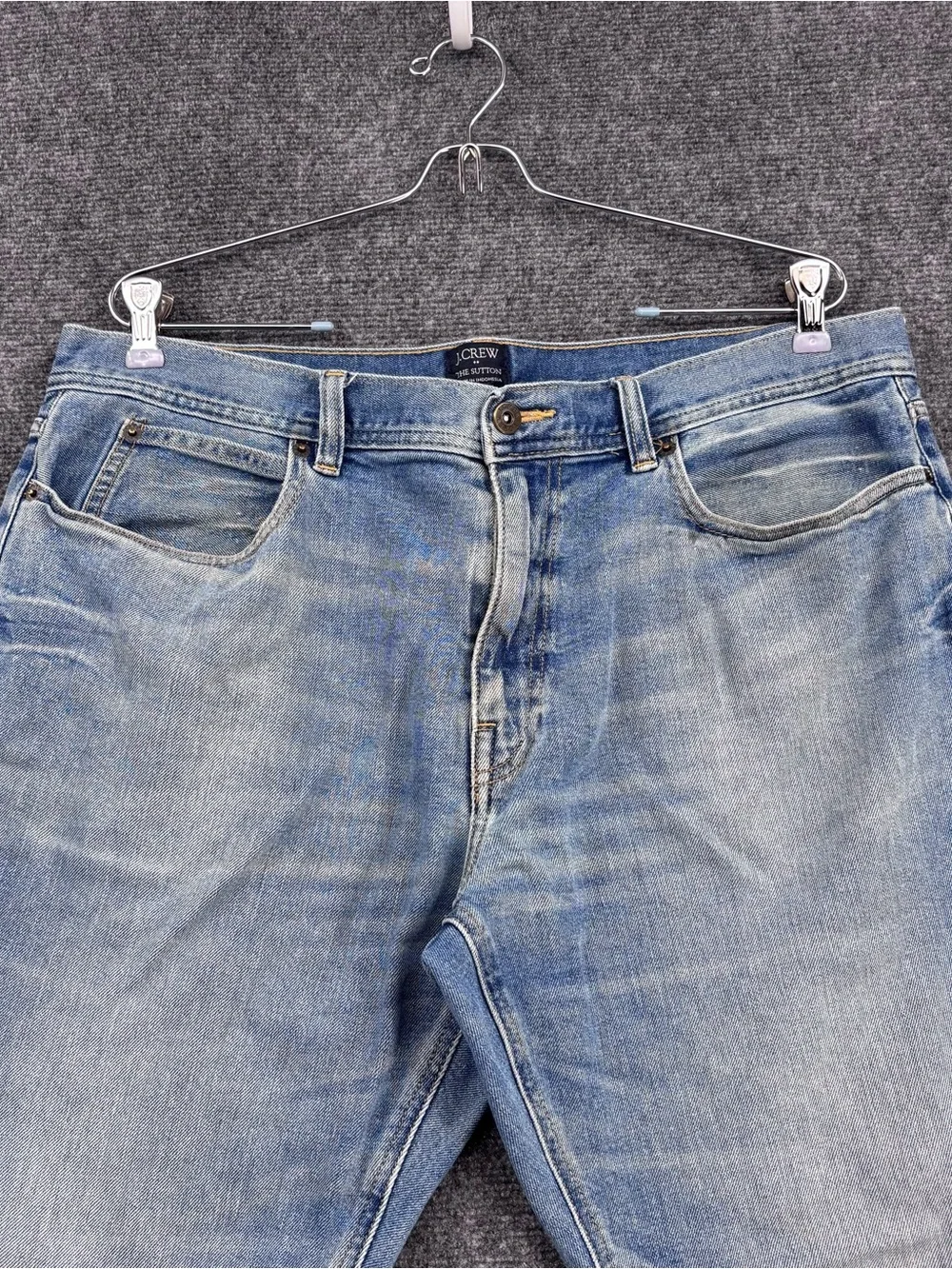 J Crew Stretch Sutton Jeans In Lucas Wash Men’s 36X28* Straight Leg Distressed